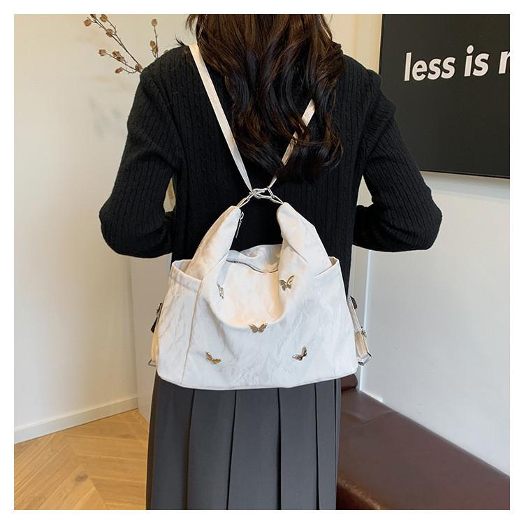 Стильный женский рюкзак большой вместимости с элегантным дизайном в виде банта для повседневного использования белый