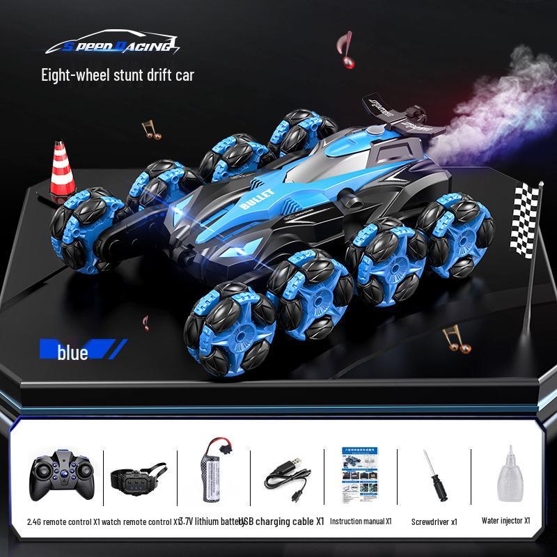 Rechargeable Eight-Wheeled Stunt RC Car with Gesture Control, Drift Spray, and Climbing Rotation for Kids