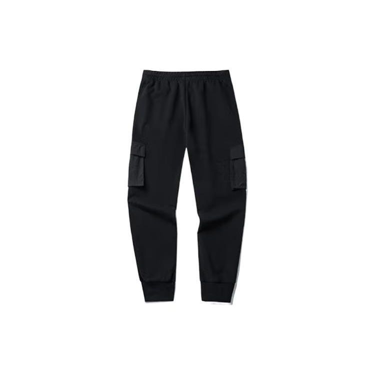 Anta FW22 Solid Color Drawstring Casual Tapered Pants Women bottoms Black 162218320-1