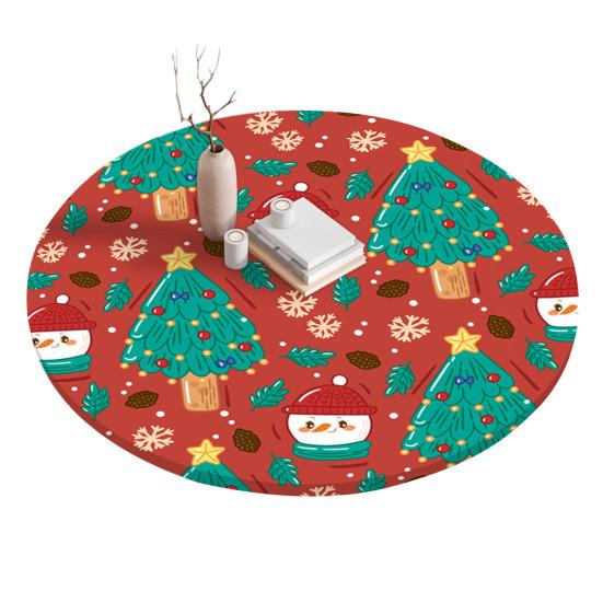 Fitted Christmas Round Tablecloth Holiday Snowflakes Table Cover with Elastic Edge Water-Resistant Christmas Tree Table Cover for Round Tables Dinner