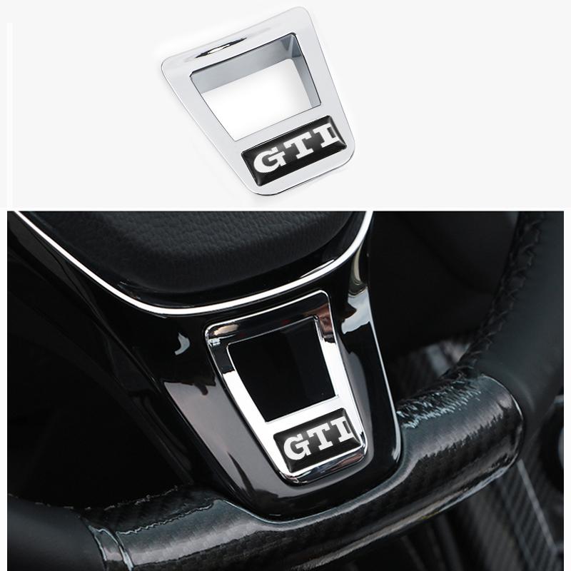 ABS Car Steering Wheel Trim Stickers R Logo Accessories For Volkswagen VW R-Line R GTI Polo T5 T-ROC Golf Passat Scirocco Jetta