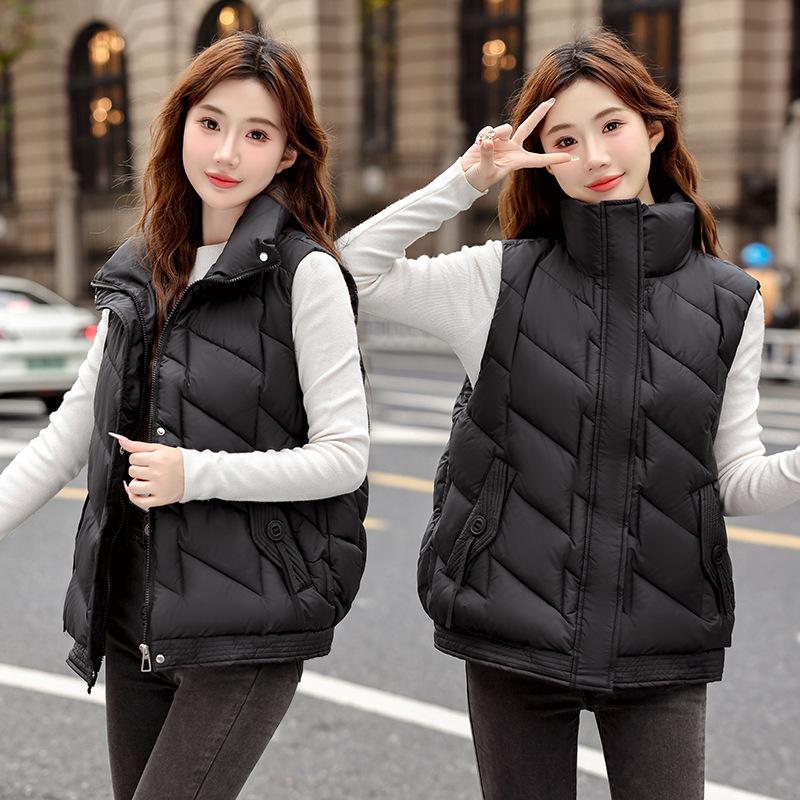 

Хлопковый жилет женский короткий осенне-зимний новый модный жилет в корейском стиле универсальный жилет жилет куртка в иностранном стиле XXL чёрный