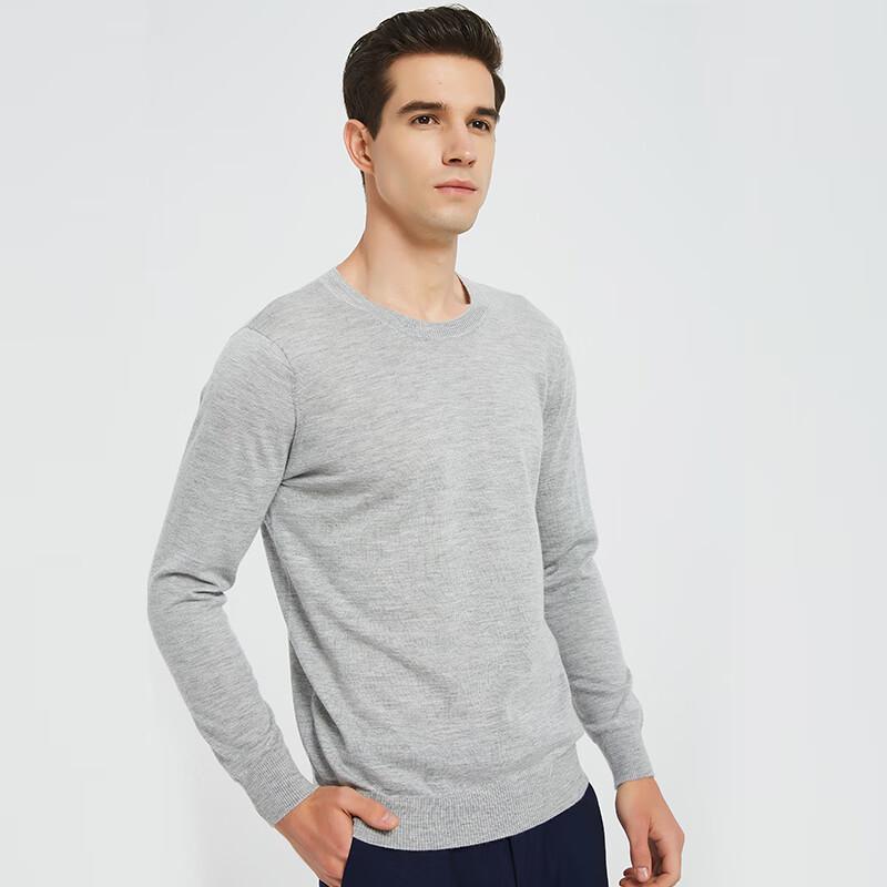 Hengyuanxiang Men's Fine Spun Pure Cashmere Crew Neck Sweater