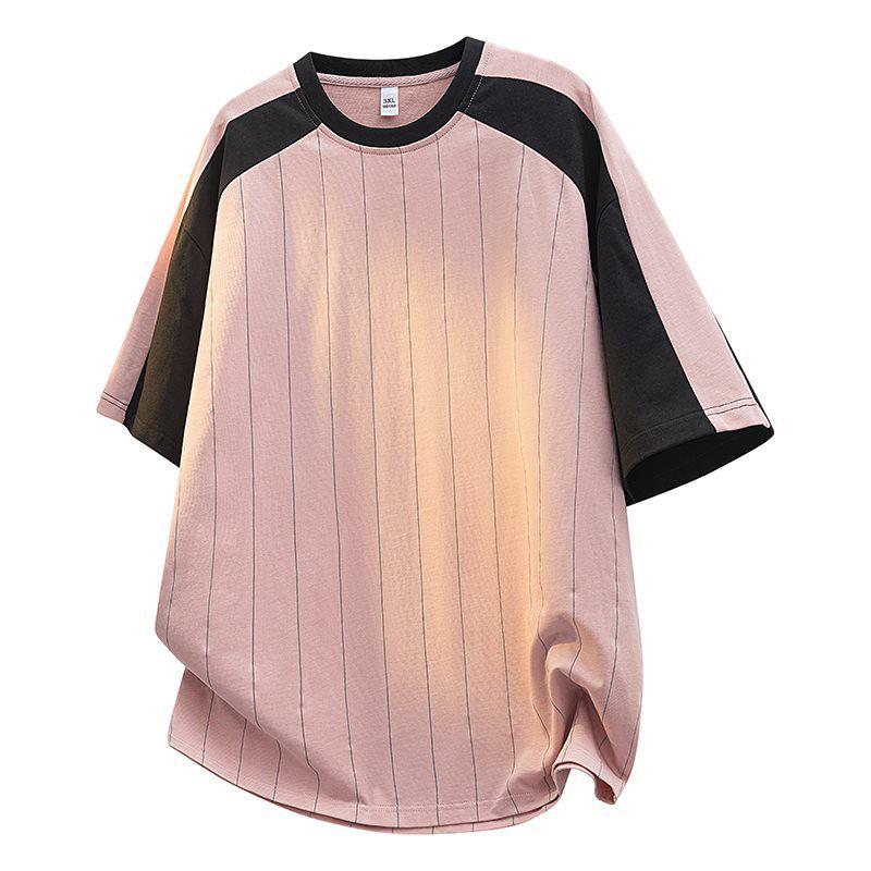 

Men s Summer Striped Round Neck T-Shirt - Breathable, Short-Sleeve, Trendy & Versatile. Large