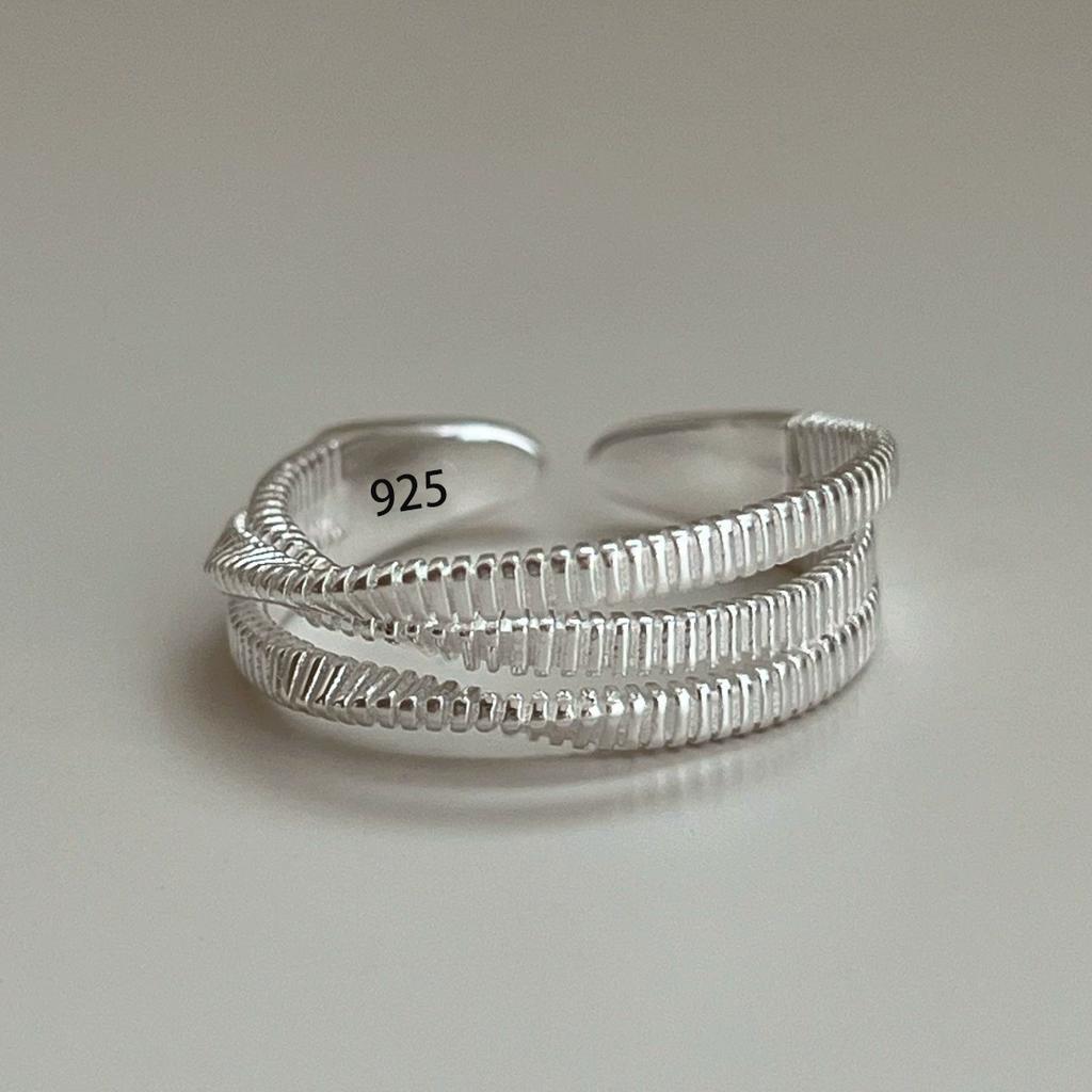 925 Silver Flower Lace Ring Korean Fashion Opening Inlaid CZ Adjustable Rings Valentine's Day Gift