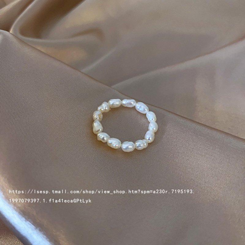 Internet Celebrity Ring Fashion Ring Pearl Elastic Ring Shell Love Ring Vintage