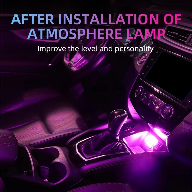 Car Cigarette Lighter USB Atmosphere Light LED Mini Colorful Night Light Wiring-Free Car Interior Lighting Accessories Supplies