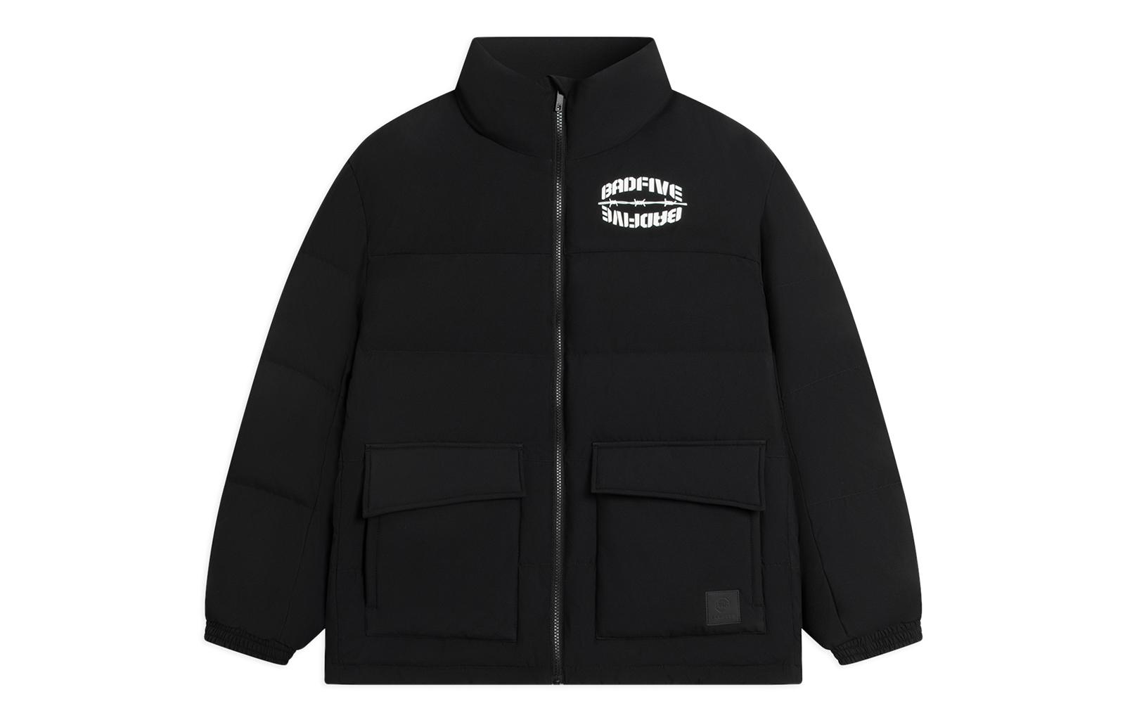 Li Ning Down Jackets Men s Black Stand Collar Moderate Quilted Down Jacket AYMS111-3 S