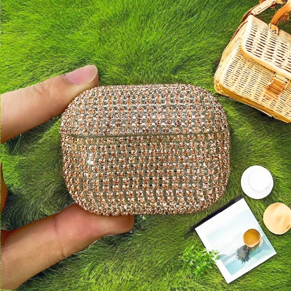 Diamond Studded Earphone Case, Water Diamond Earphone Case with Diamond Earphone Protective Cover, Apple Airpods Diamond Sticker Protective Case