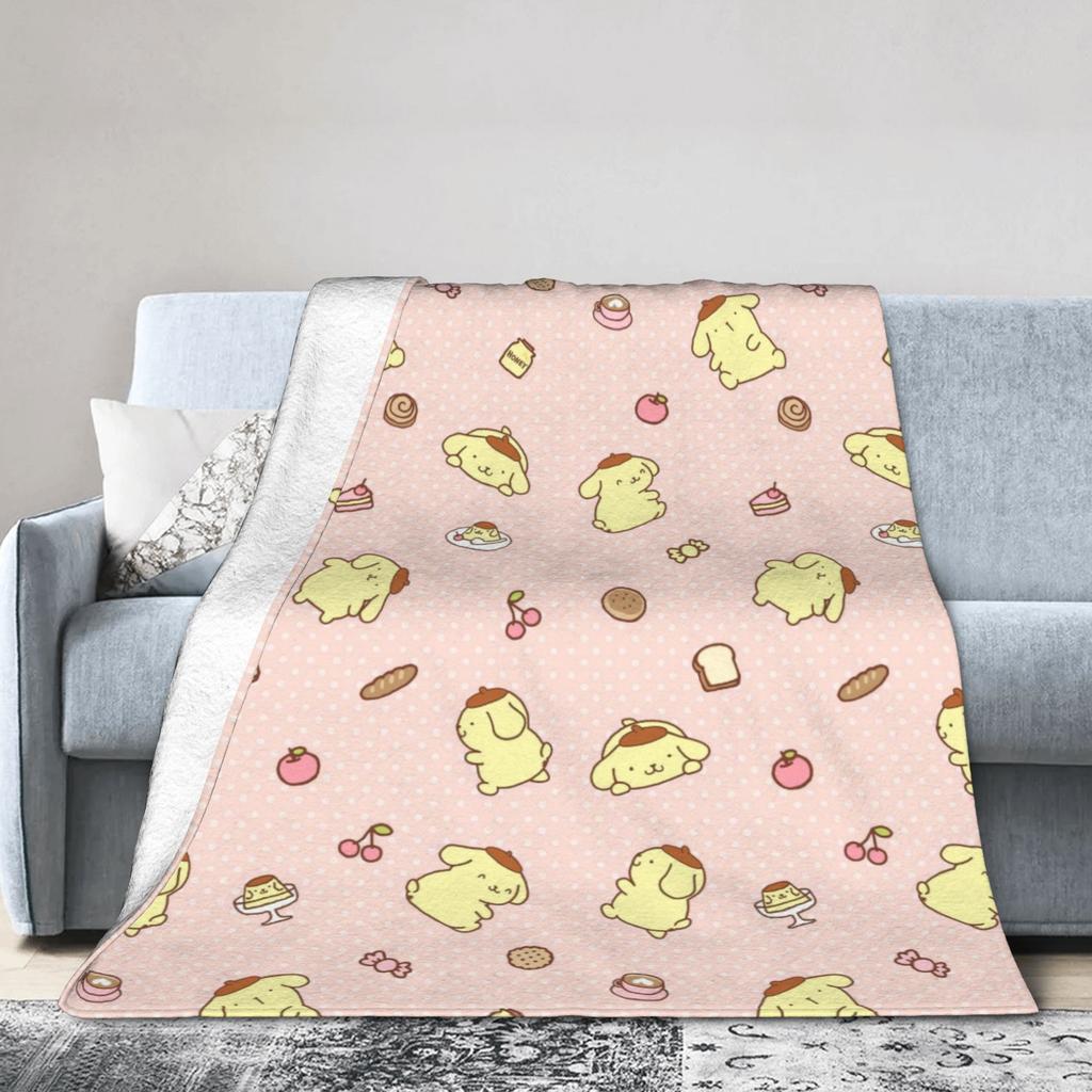 Pink Pom Pom Purin Cartoon Blanket  Flannel Awesome Warm Throw Blanket for Bed Sofa Spring/Autumn,