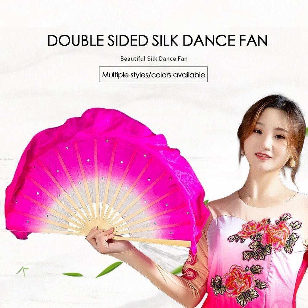 10/15/40cm Half Circle Silk Chinese Short Bellydance Fan  Veil Pairs Yangko Dance Tools