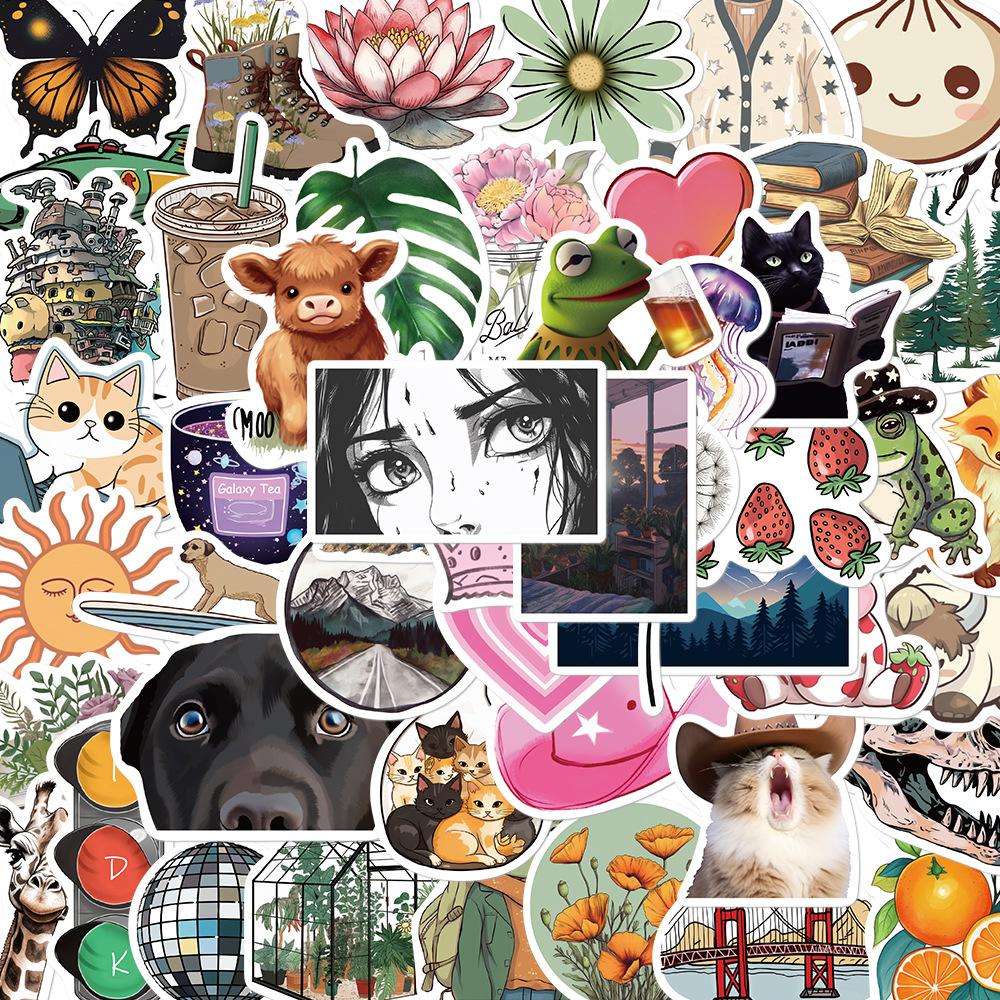 50 Cartoon Hotspot Collection Graffiti Stickers Decorative Guitar Notes Suitcase DIY Waterproof