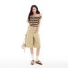 Trendy Summer Vintage Casual Cargo Cropped Capri Pants For Men And Women Designer Wide Leg Trousers Versatile Loose Straight Slimming Streetwear