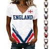 Women's V Neck Lightweight Short Sleeve Top with Football Graphic Print Suitable for Spring Summer Casual Wear England Style