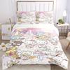 3pcs Sanrio Hello Kitty and Friends Printed Quilt Set - Includes 1 Quilt Cover and 2 Pillowcases, Machine Washable - Suitable for All Seasons.W10