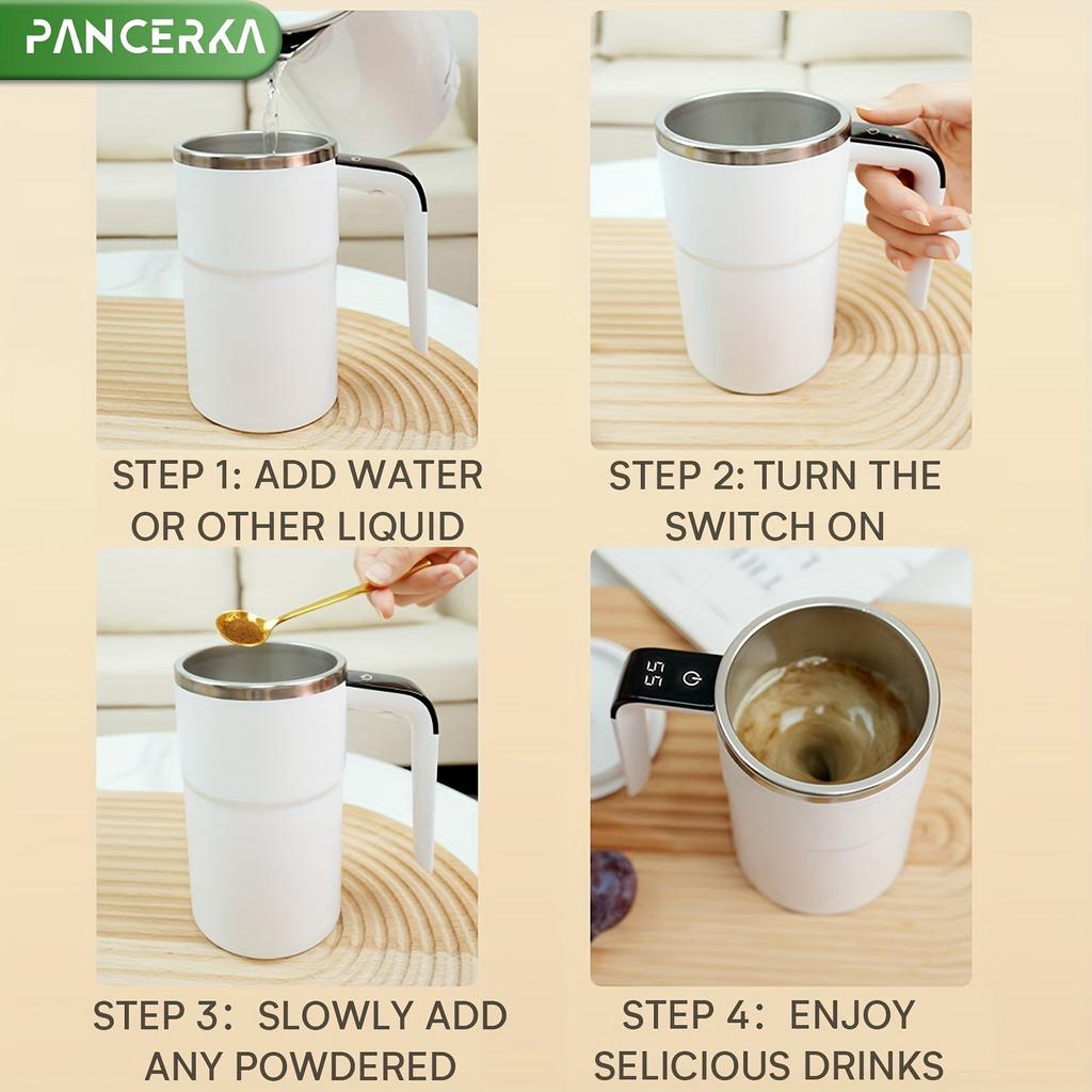 380ML Electric Coffee Self Mixing Mug IP67 Waterproof Coffee Stirring Mug USB Charging Digital Display Automatic Magnetic Cup