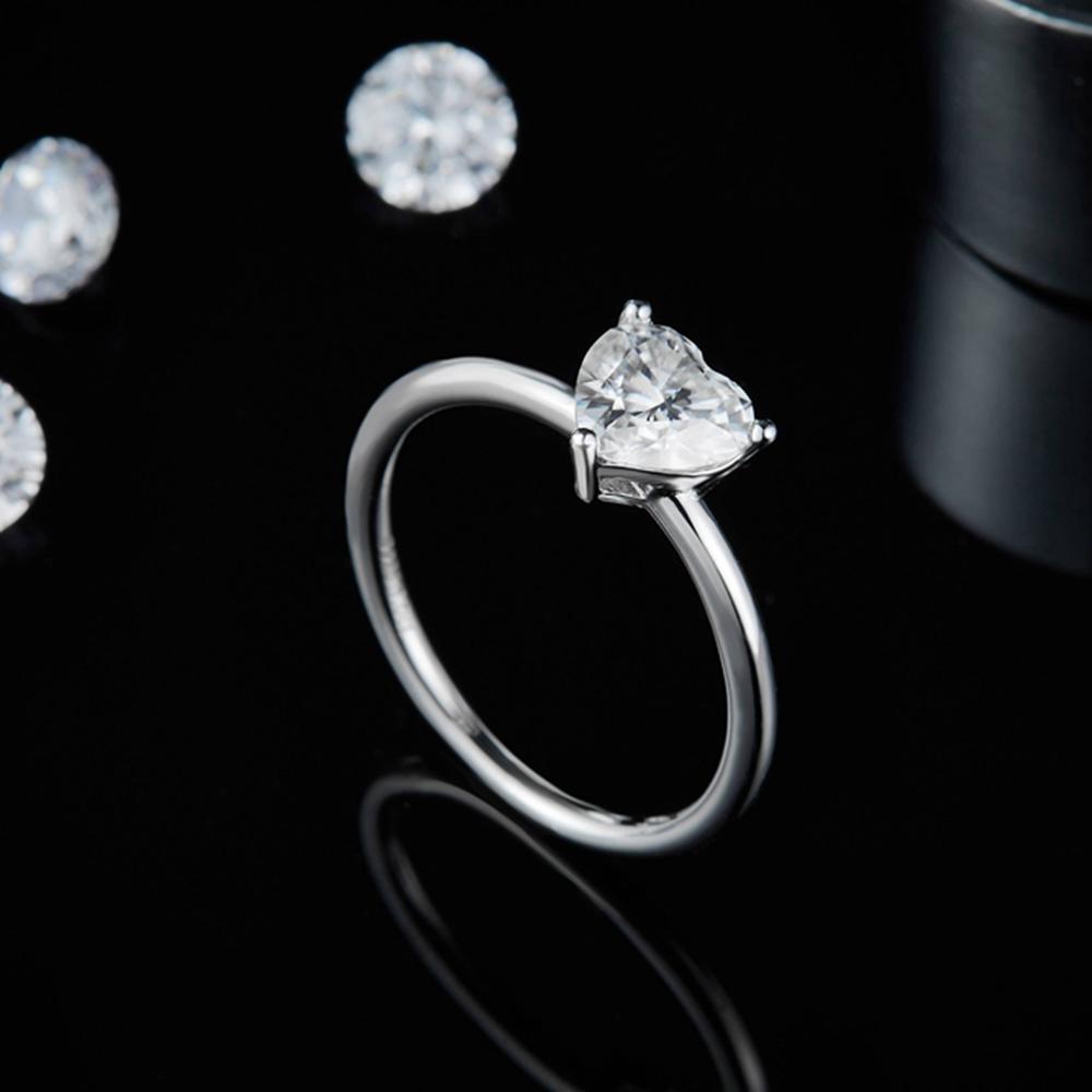 Fashion 925 Sterling Silver Heart Cut 5*8MM VVS1 D Real Moissanite Diamond 18K White Gold Rings Anniversary Gift Jewelry