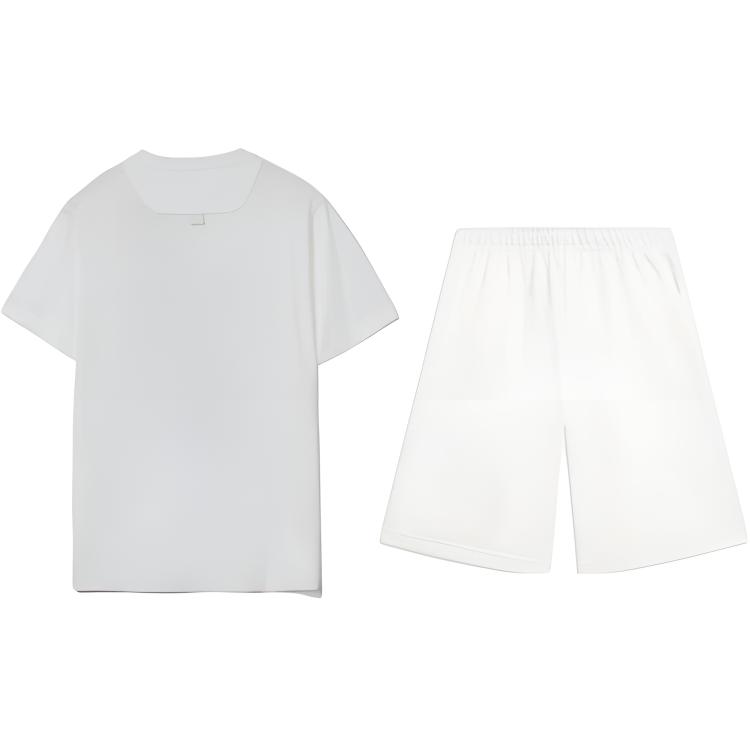 Li-Ning Letter Pattern Printed Round Neck Pullover Short Sleeve Fashion Versatile Shorts Casual Sports Suit Unisex suit AHSVD59-1+AKST593-7