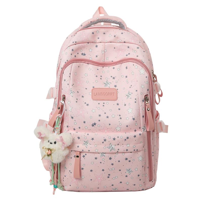 

Рюкзак большой вместимости для старшеклассников, студенческий школьный рюкзак розовый