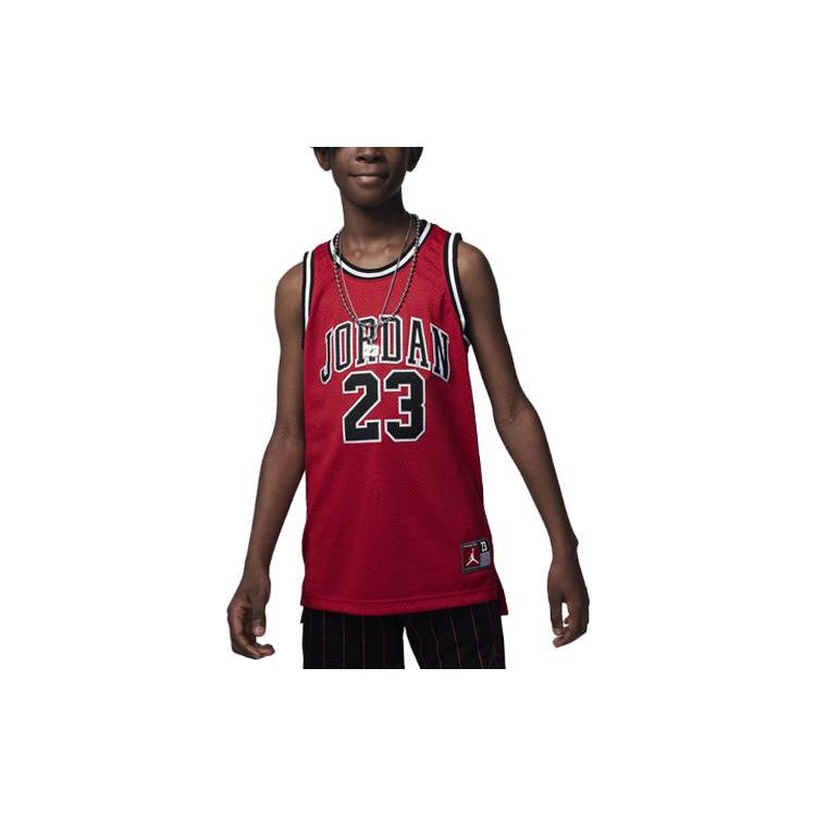 Jordan Kids Alphabet And Number Print Round Neck Sports Tank Top Kids Tops Red 95A773-R78