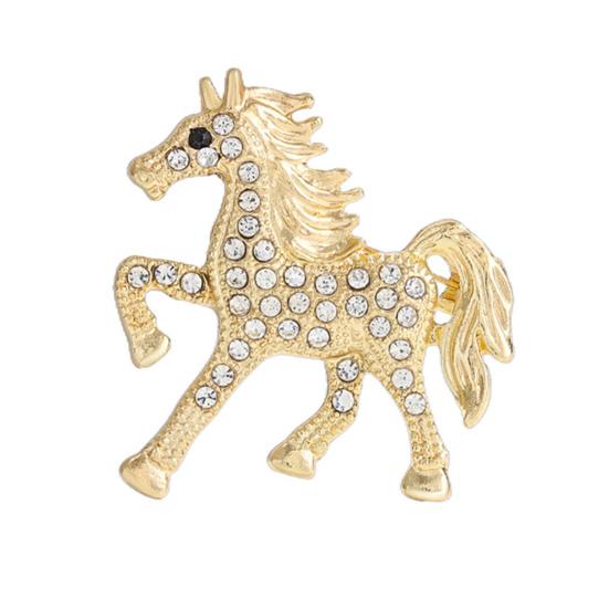 Retro Horse Brooch Rhinestone Inlaid Horse Pin Zodiac Year Animal Brooch Men Women Suit Accessory for Handbag Clothes Decoration