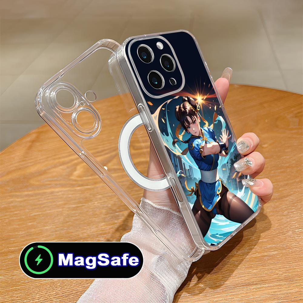 Street Fighter Chunli Phone Case for iPhone 17 16 15 14 13 12 11 Air Pro Max Plus Mini Magsafe Clear Colorful Cover Pretty Cover