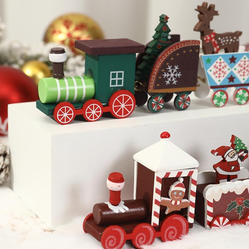 Christmas Train Ornaments, Christmas Party Decoration Wooden Small Train Ornaments for 2026 Home Decor Xmas Navidad Noel Gifts