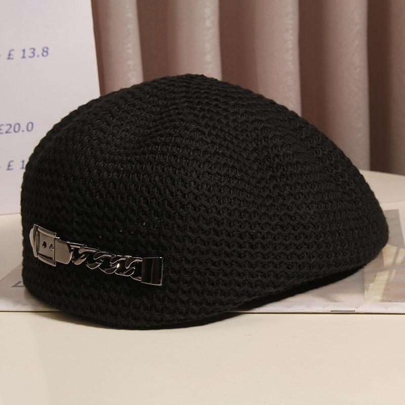 

Trendy cool anti-wearing forward hat women s spring and summer hollow breathable beret Korean version of the stereotype versatile face hat adjustable (54-59)