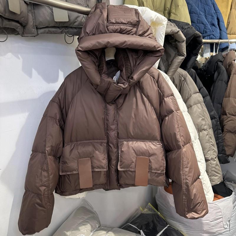 Womens Short Puffer Jacket Winter Warm White Duck Down Coat Slim Fit Stylish Hoodless Parka Cold Weather