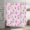 ~O~Pink Beauty Pattern Shower Curtain Waterproof Fabric Bathroom Decor for Women Girls