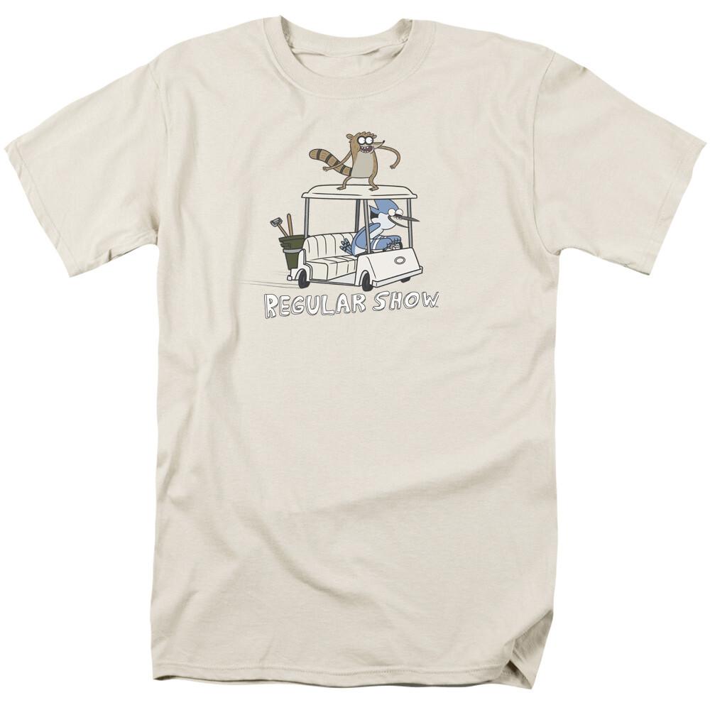 26 The Regular Show Golf Cart T Shirt Mens Licensed Cartoon Merchandise Cream Unisex T-Shirt XXL