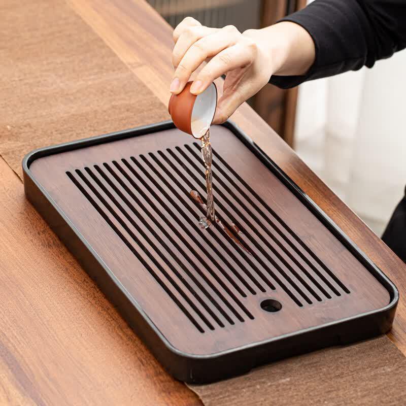 Rectangular Bamboo Draining Tea Tray