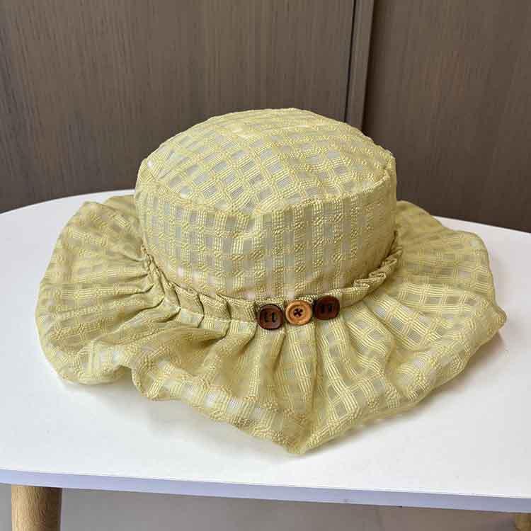 Small Fresh Lace Fisherman Hat Women's Summer UV Protection Big Brim Sun Hat Fashionable Versatile Foldable Sun Hat