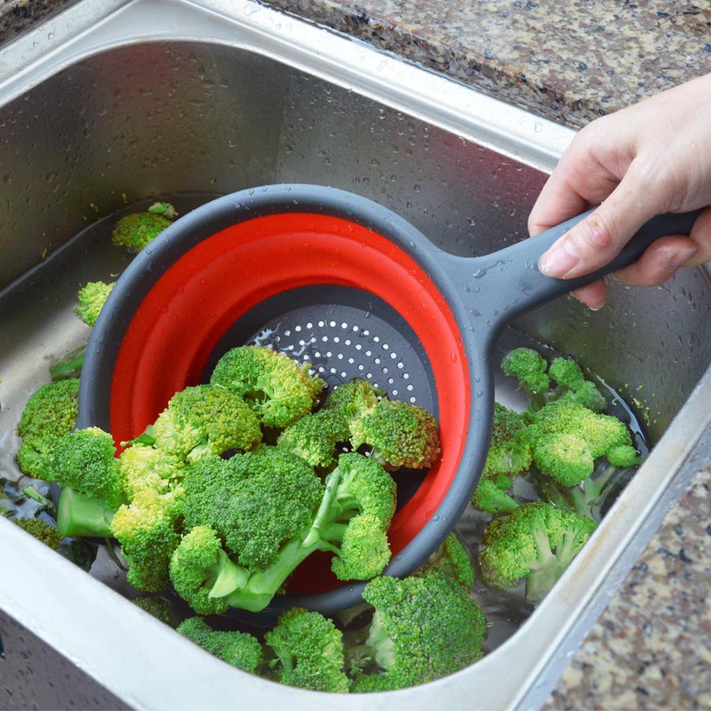 Collapsible Colander & Wash Basket with Handle for Fruits and Vegetables