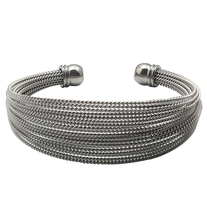 Golden Multilayer Wire Bangle Bracelet Set Open Stainless Steel Twisted Cable Cuff 1 Piece Fashion Accessory