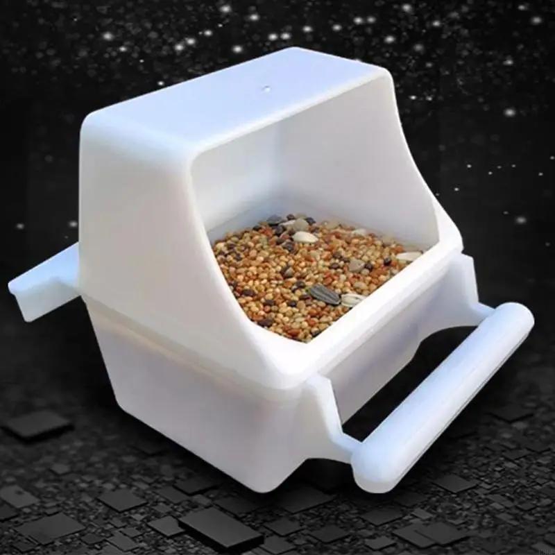 1pc-Hanging Bird Feeders for Cage Plastic Food Container with Perch for Parakeets
