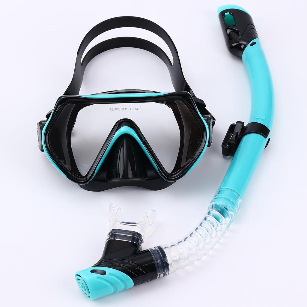 Maschera da Immersione in Silicone per Bambini e Adulti con Snorkel - Lente in Vetro Temperato HD, Montatura Grande