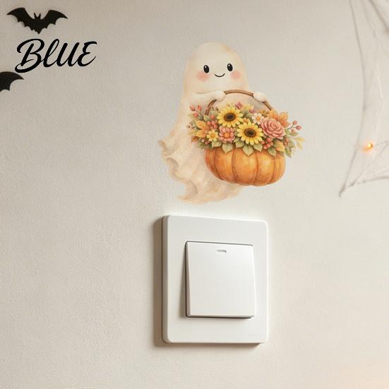 Removable Vinyl Outlet Stickers Cute Ghost Halloween Switch Plate Stickers Self-Adhesive Cover Decorative Covers for Home Decals Pumpkin Bat Floral