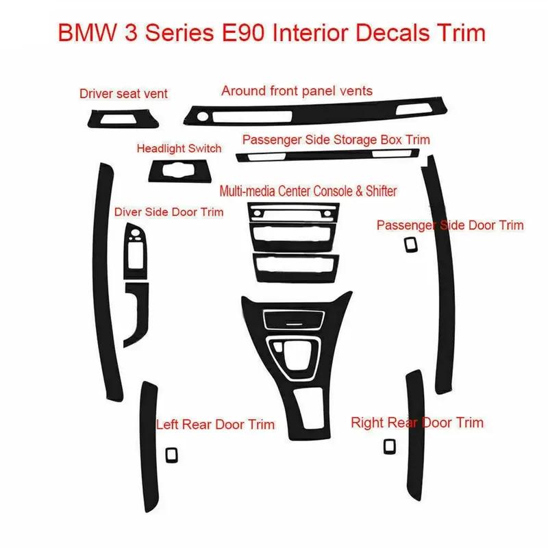 Car Interior Decal Trim 5D Carbon Fiber Trim Vinyl Sticker For BMW E90 E91 2005-2012 Wholesale