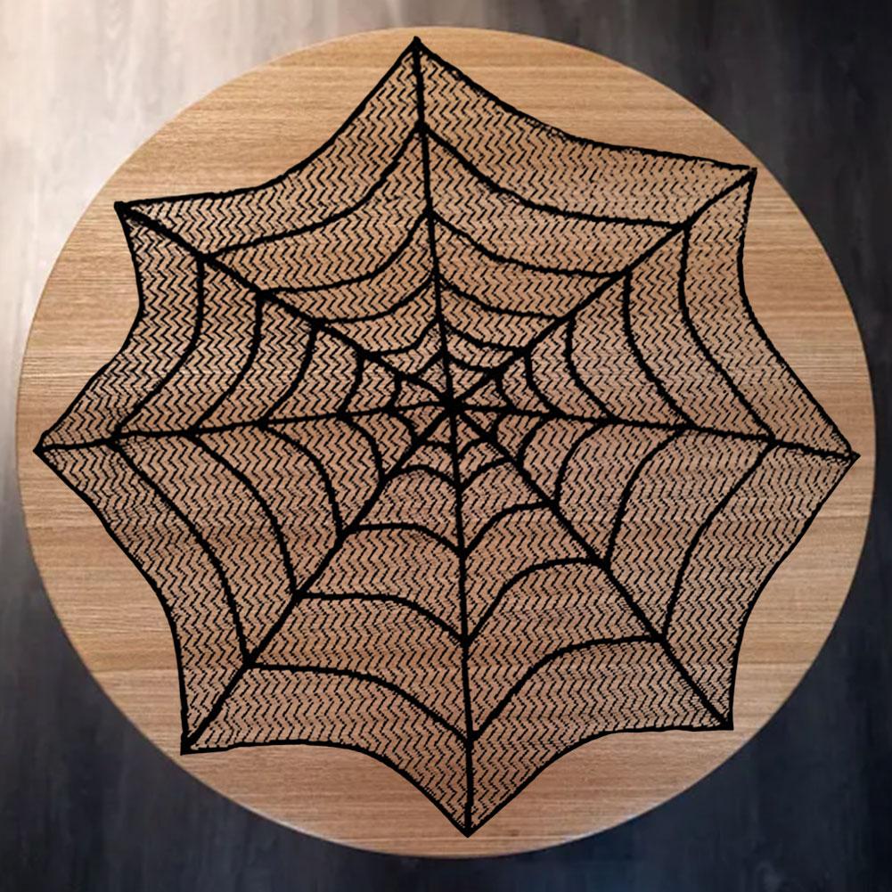 Halloween Black Lace Spider Web Halloween Tablecloth Runner Fireplace Mantel Scarf for Halloween Party Home Decoration