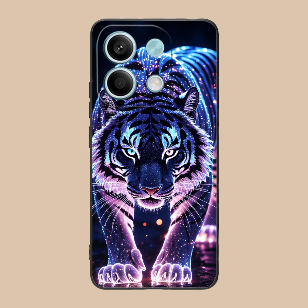 Tiger Neon Mobile Cell Phone Case for POCO M7 M6 M5 M4 M3 X7 X6 X5 X4 X3 Pro GT 5G Colorful Printing Cover Luxury Pretty Cover
