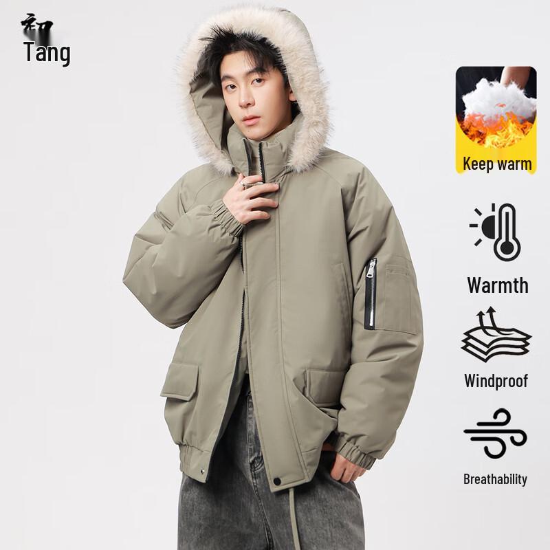 Men's Hooded Thickened Fur Collar Parka Jacket