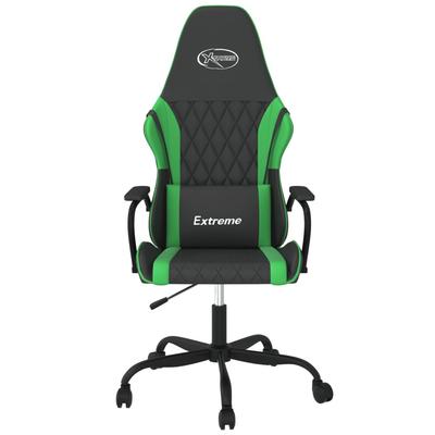 Gaming Chair with Massage Function Black and Green Artificial Leather