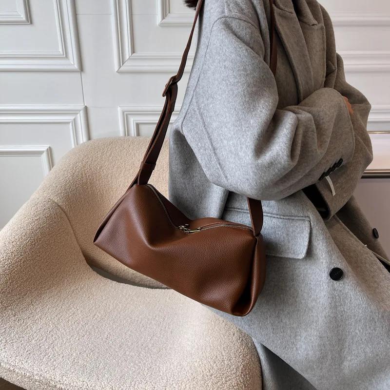 

Модные женские сумки через плечо Минималистичные женские сумки Мягкая кожаная сумка через плечо Маленькие сумки-тоуты для женщин Дизайнерские сумки one size темно-коричневого