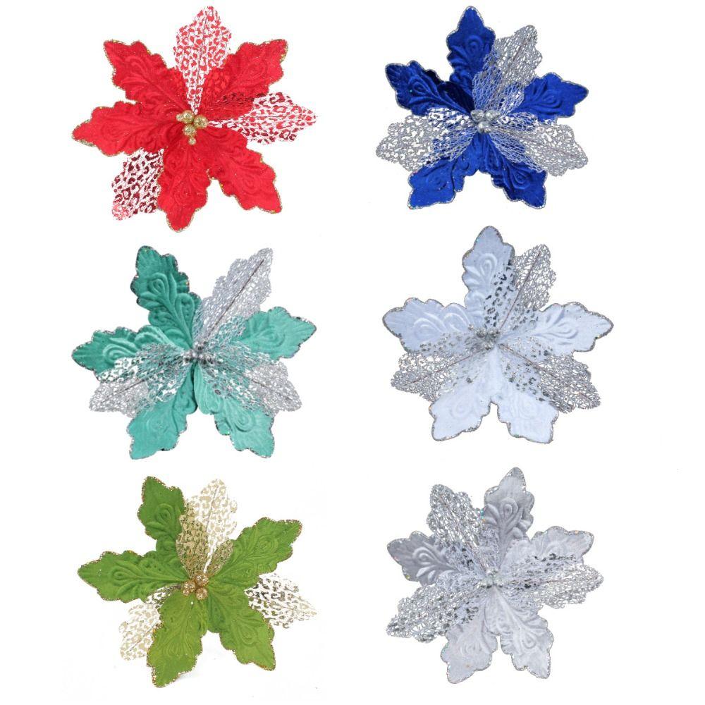 2pcs Sequins Christmas Glitter Flower Christmas Tree Decorations  Home New Year Decor Gifts