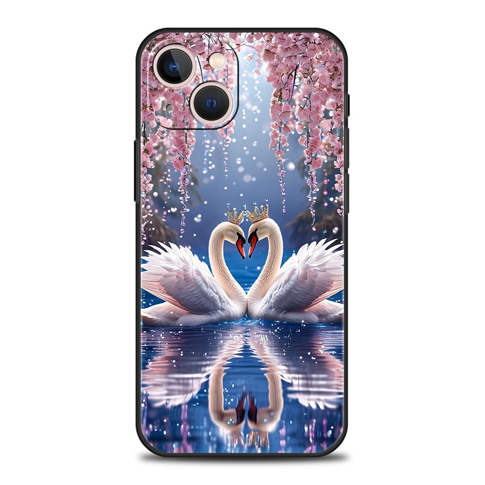 Elegant White Swan Design Phone Case Cover for iPhone 17 16 15 14 13 12 Pro Max 11 Pro Max 17 AIR Shockproof Soft TPU Shell Bags