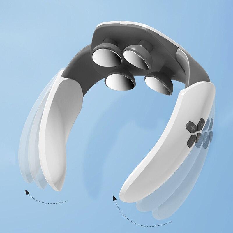 Intelligentes Nackenmassageinstrument, Pulswärme-Therapieinstrument, Heißkompresse-Nackenschutzinstrument, 4 Massageköpfe
