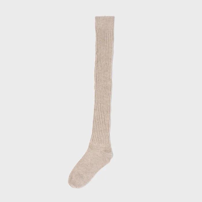Classic ribbed knee socks (beige)