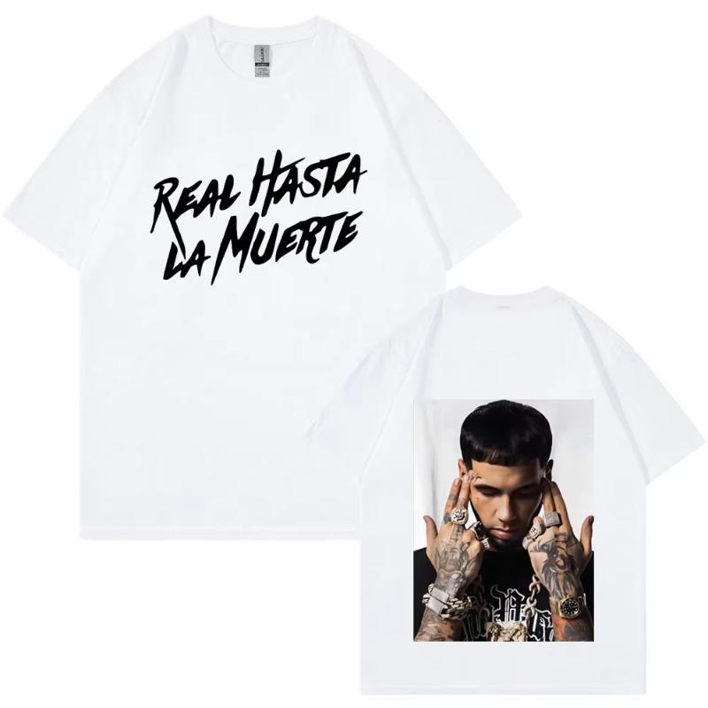 Rapper Anuel AA Real Hasta La Muerte T Shirt Men Casual Cotton T-shirts Fashion Hip Hop Vintage Oversized Tee Shirt Unisex