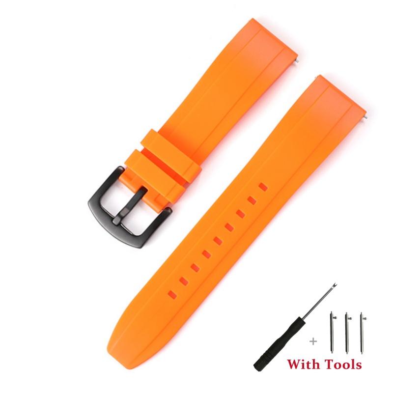 18mm 20mm 22mm 24mm 26mm Hurtigfeste Silikon Klokkereim Vanntett Gummi Klokkebånd Armbånd Tilbehør med Verktøy